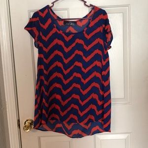 Size small red and blue top